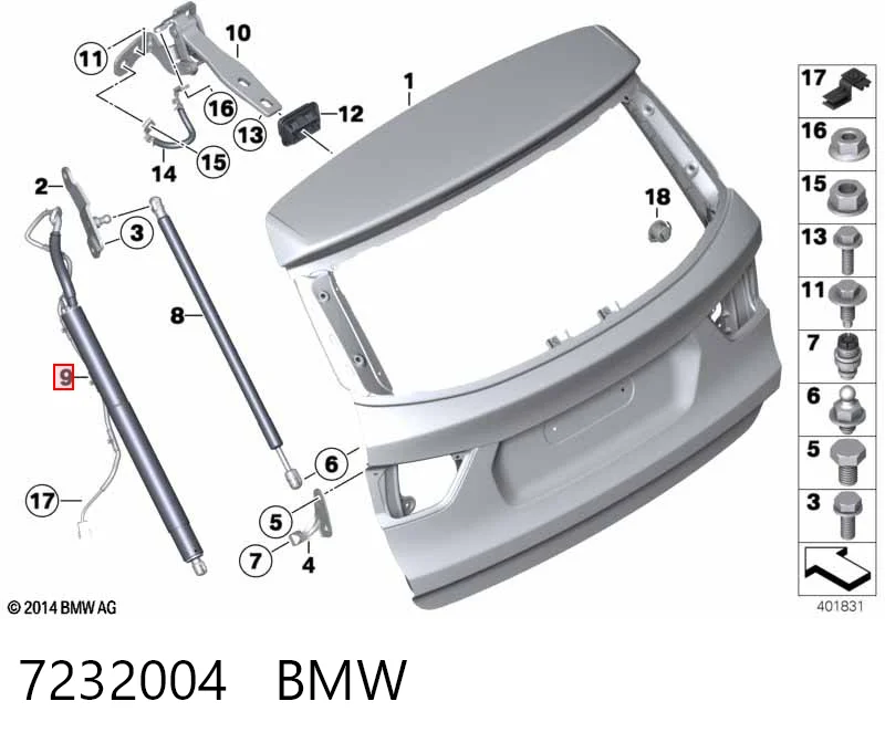 7232004 BMW Амортизатор кришки багажника / двері 3/5-ї задньої