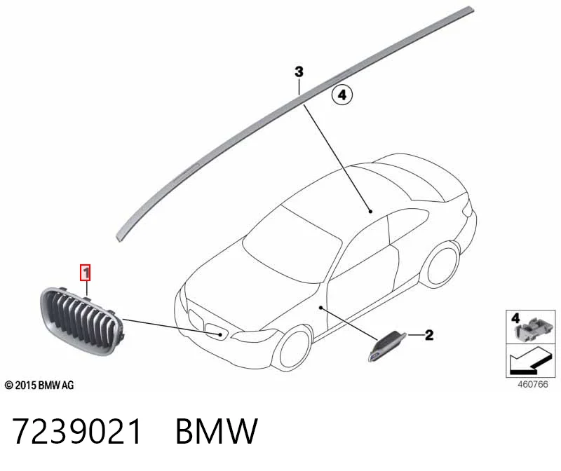 7239021 BMW Решітка радіатора ліва