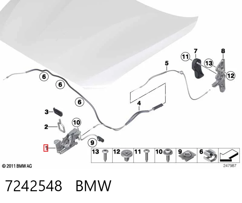 7242548 BMW Замок капота, лівий