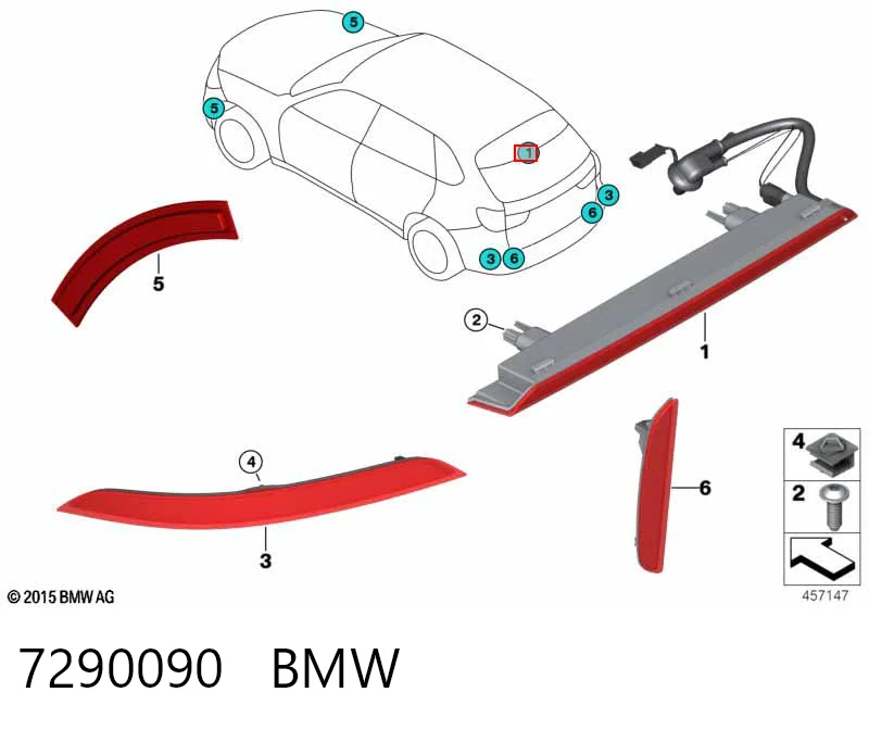 7290090 BMW Стоп-сигнал заднього скла