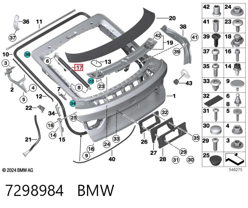 7298984 BMW Амортизатор кришки багажника / двері 3/5-ї задньої