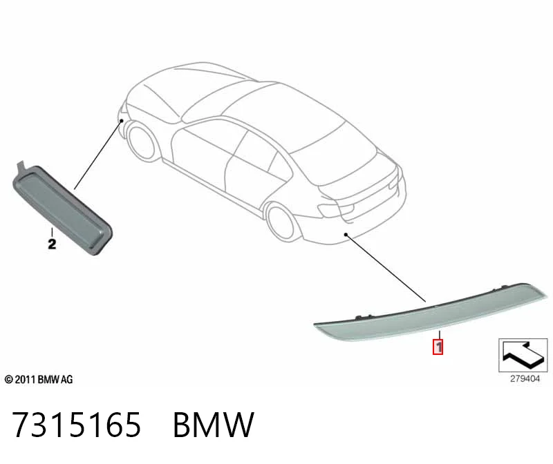 7315165 BMW Лівий відбивач заднього бампера