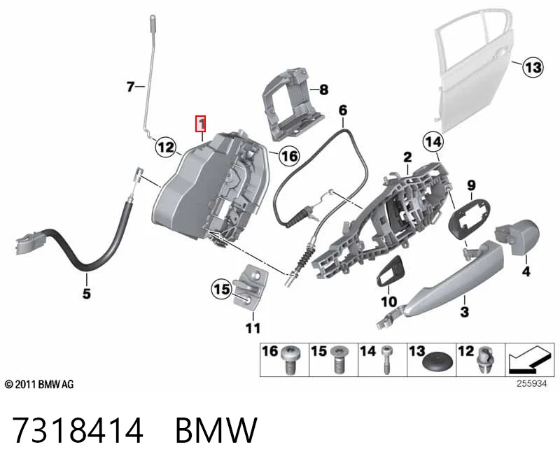 7318414 BMW Замок задньої дверї, правої