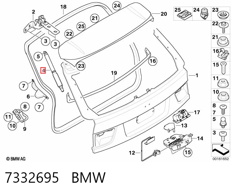 7332695 BMW Амортизатор кришки багажника / двері 3/5-ї задньої