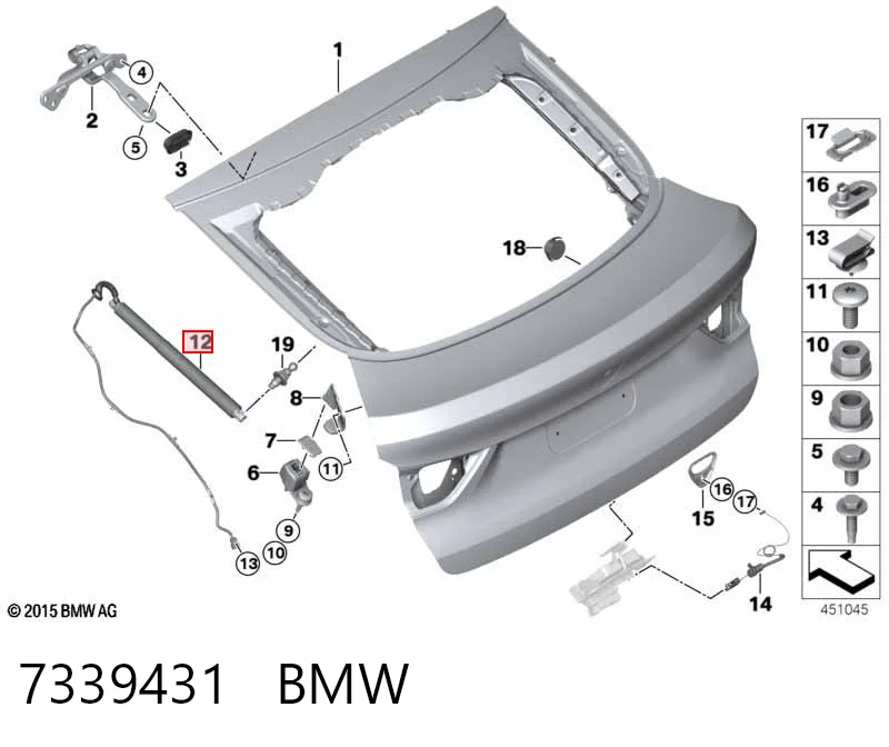 7339431 BMW Амортизатор кришки багажника / двері 3/5-ї задньої