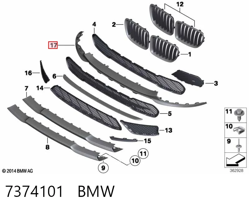 7374101 BMW Захисна губа бампера переднього