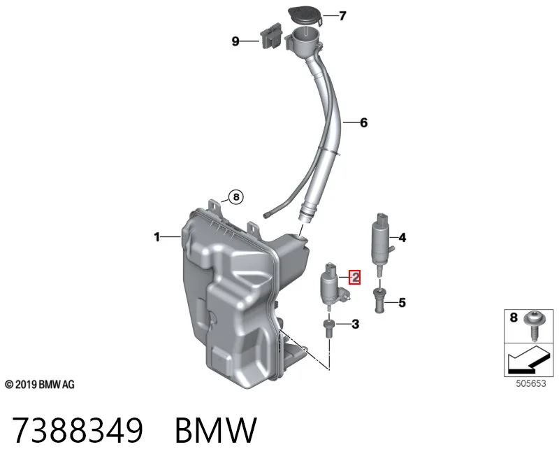 7388349 BMW Помпа омивача скла передній/задній
