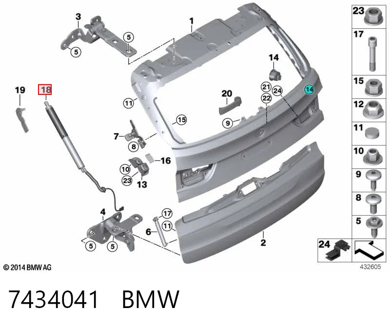 7434041 BMW Амортизатор кришки багажника / двері 3/5-ї задньої