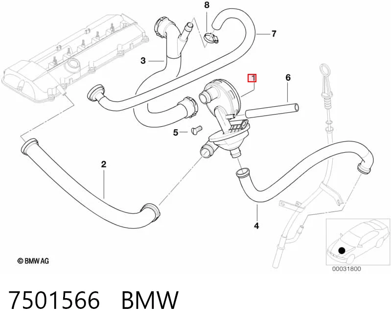 7501566 BMW Клапан PCV (вентиляції картерних газів)