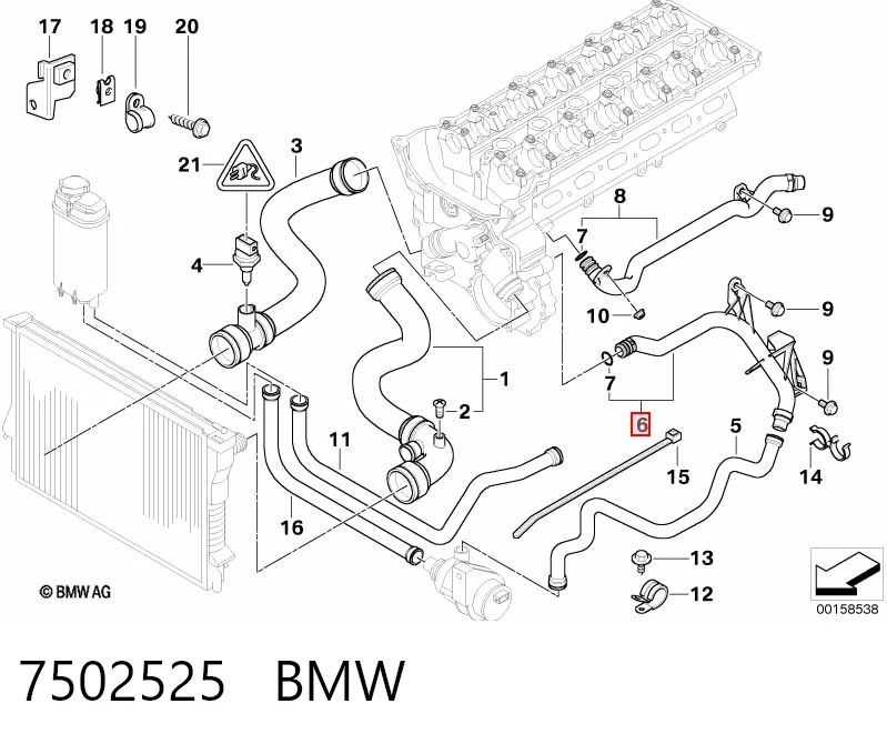 7502525 BMW Шланг термостата