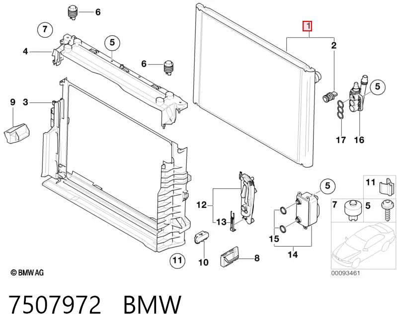 7507972 BMW Радіатор охолодження двигуна