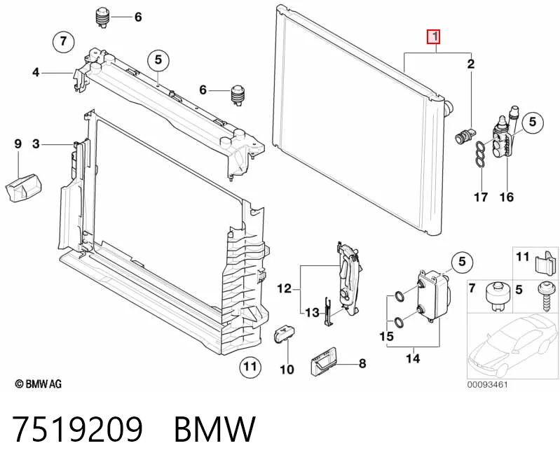 7519209 BMW Радіатор охолодження двигуна