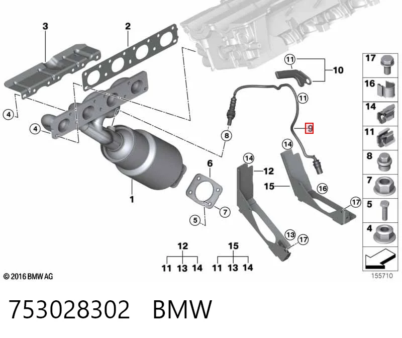753028302 BMW Лямбдазонд, датчик кисню до каталізатора