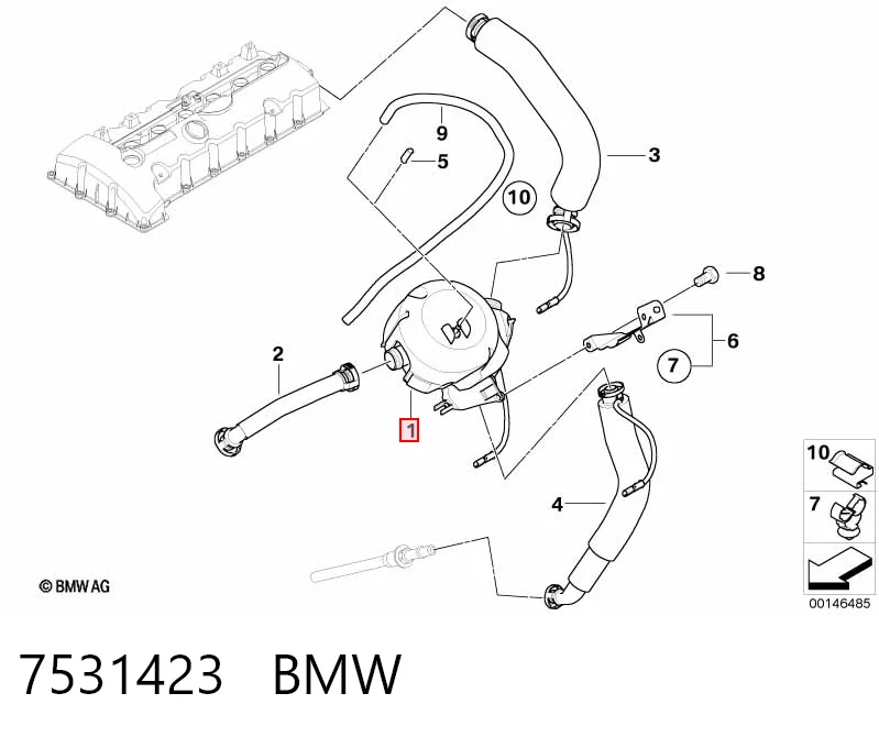 7531423 BMW Клапан PCV (вентиляції картерних газів)