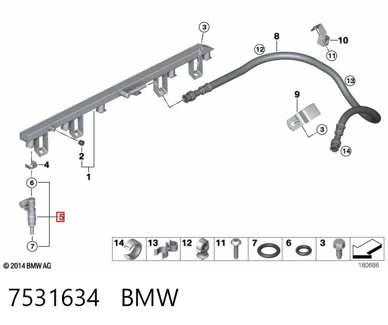 7531634 BMW Форсунка вприску палива