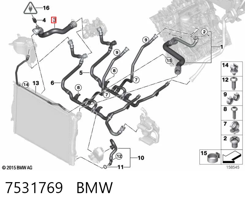 7531769 BMW Шланг/патрубок радіатора охолодження, нижній