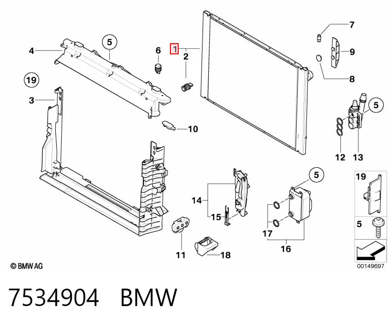 7534904 BMW Радіатор охолодження двигуна