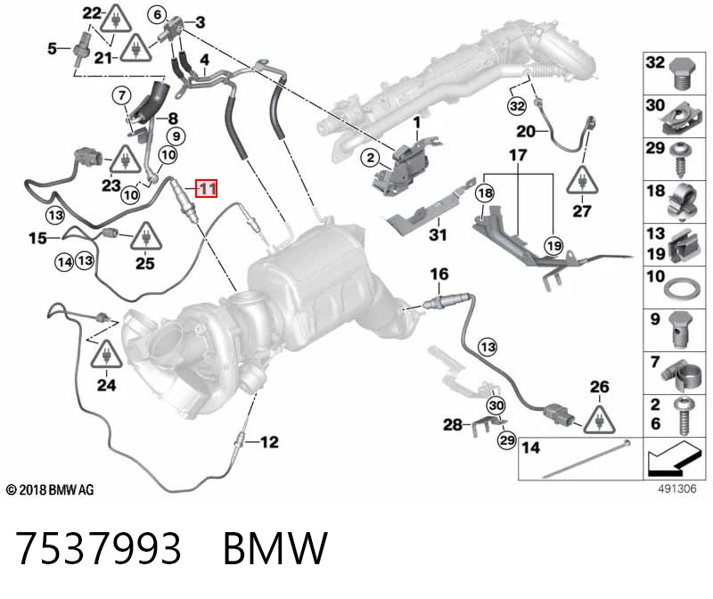 7537993 BMW Лямбдазонд, датчик кисню до каталізатора
