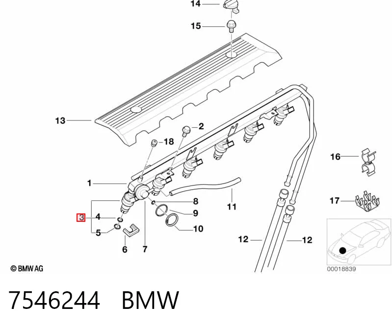 7546244 BMW Форсунка вприску палива
