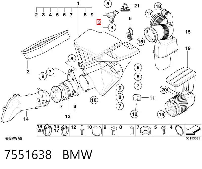 7551638 BMW Датчик витрати повітря