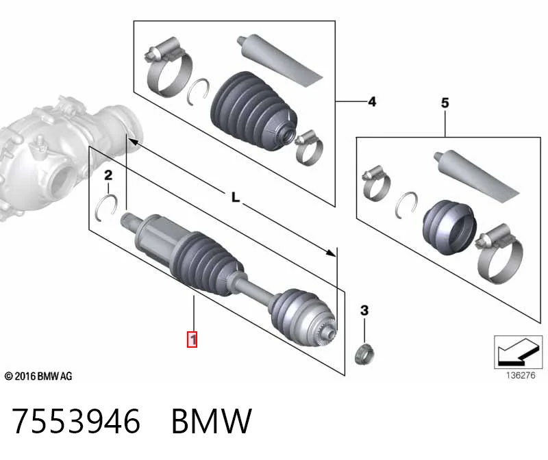 7553946 BMW Привід передній правий