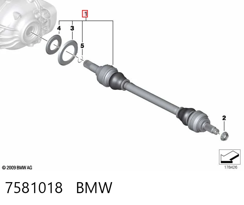 7581018 BMW Піввісь задня, права