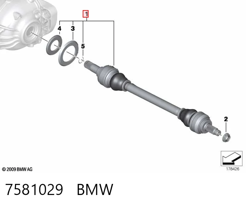 7581029 BMW Піввісь задня, ліва