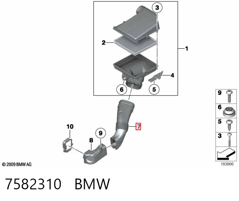 7582310 BMW Патрубок повітряний, вхід повітряного фільтра