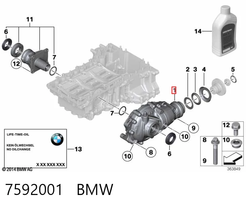 7592001 BMW Редуктор колісний моста переднього