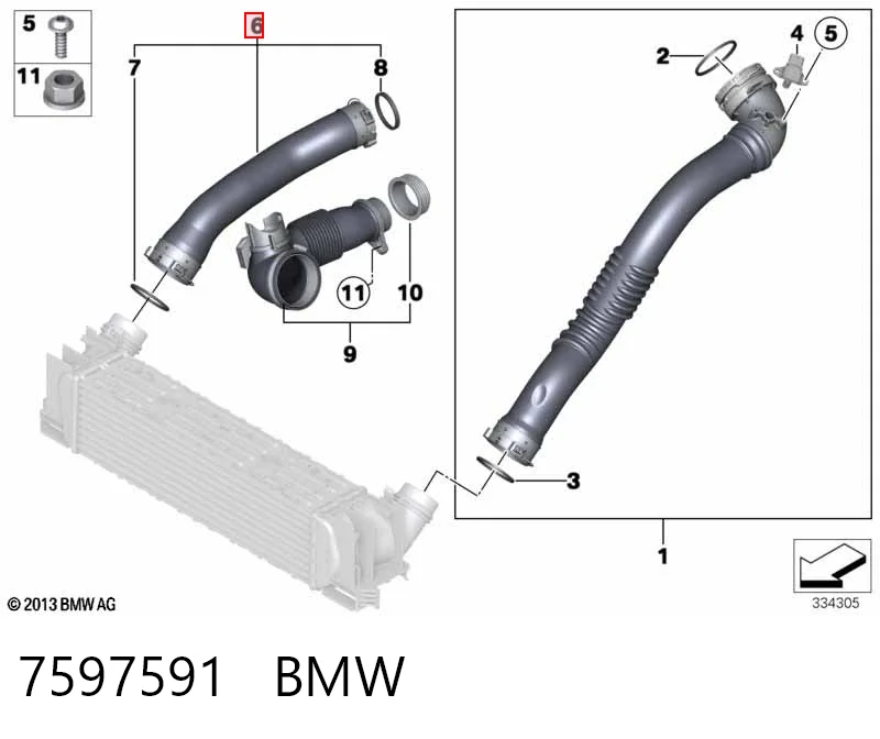 7597591 BMW Трубка, що нагнітається