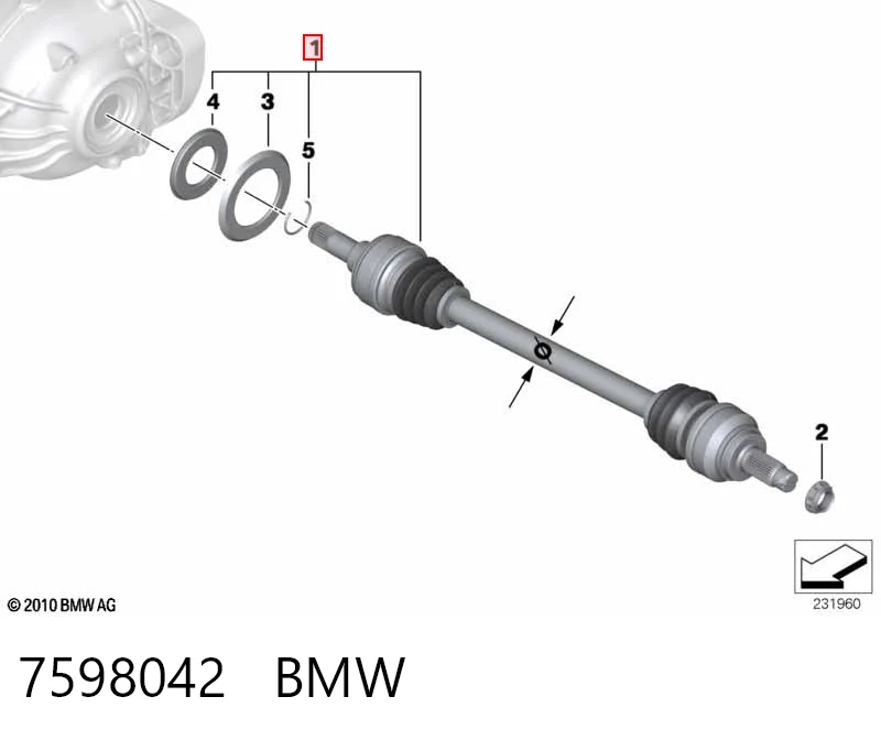7598042 BMW Піввісь задня, права