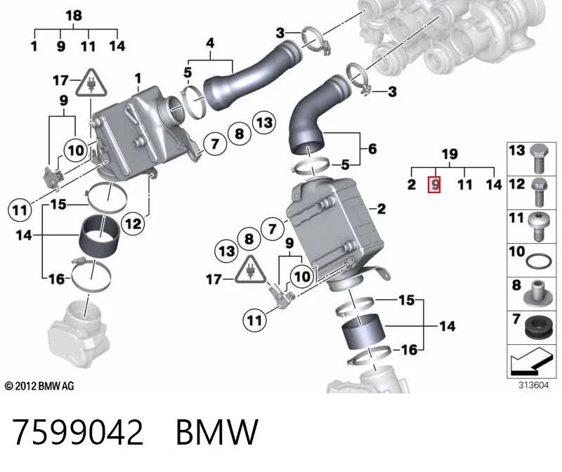 7599042 BMW Датчик наддува