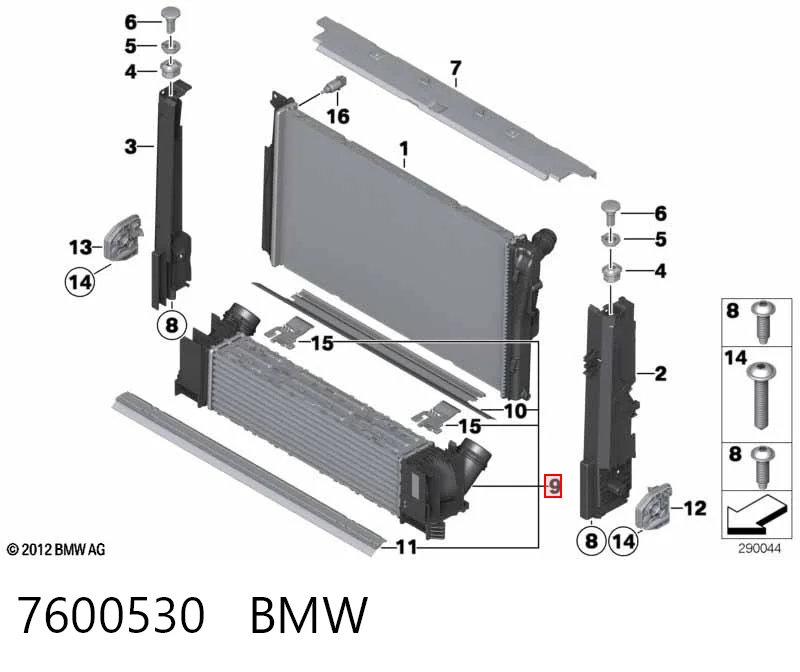 7600530 BMW Охолоджувач наддувочного повітря