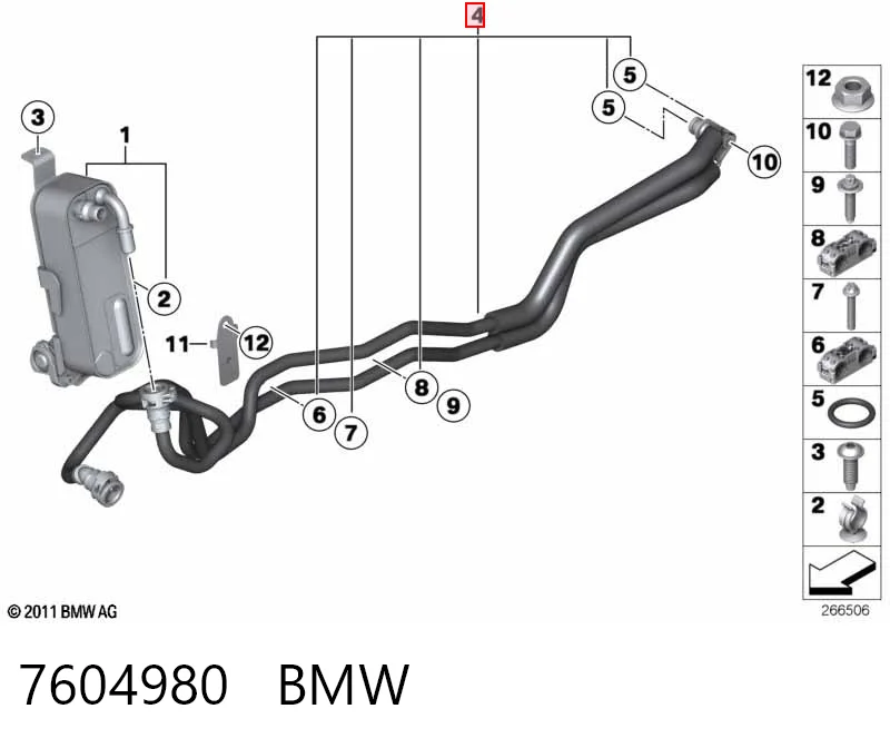 7604980 BMW Трубка (шланг) охолодження АКПП, здвоєна