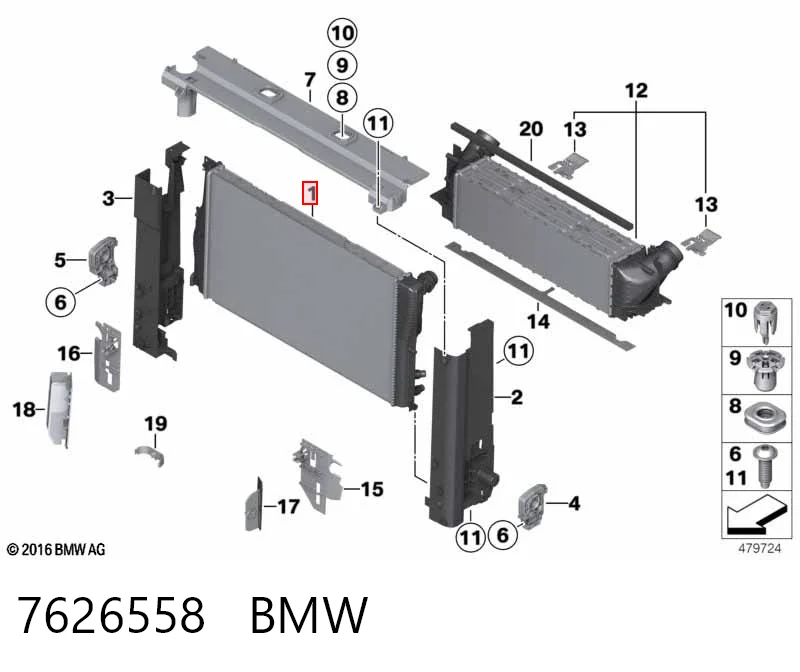 7626558 BMW Радіатор охолодження двигуна