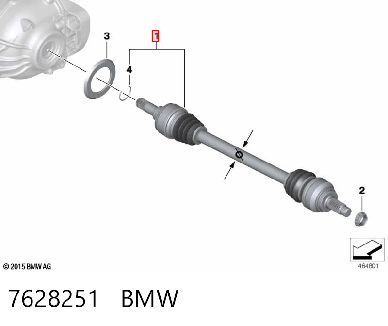 7628251 BMW Піввісь задня, ліва
