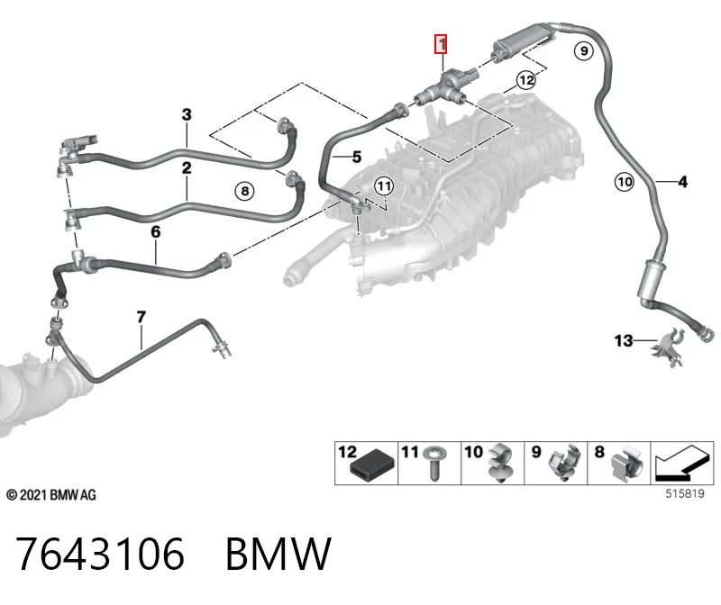 7643106 BMW Клапан вентиляції газів паливного бака