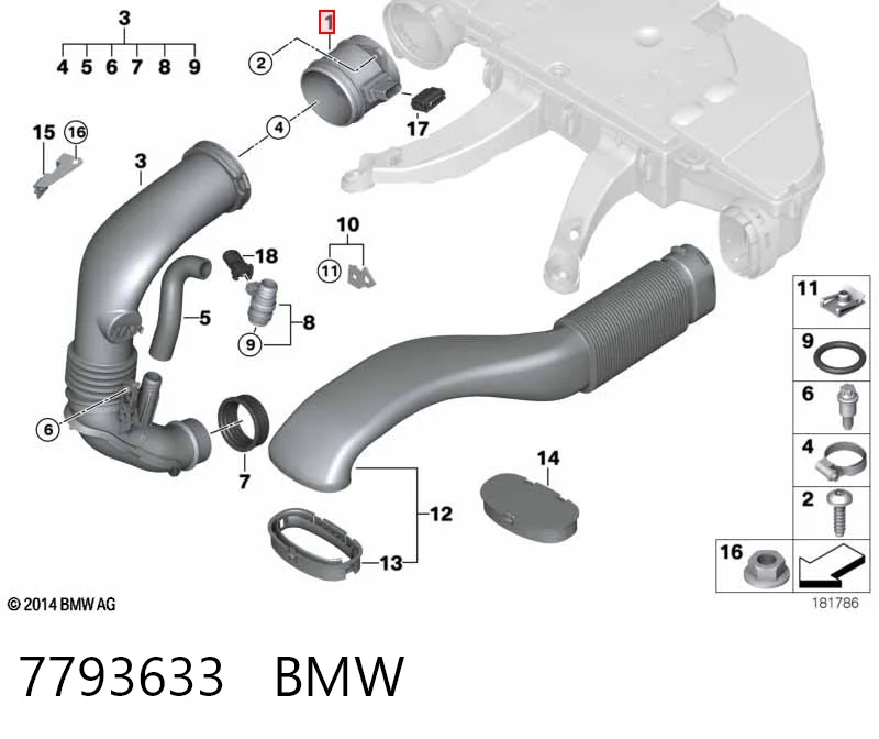 7793633 BMW Датчик витрати повітря