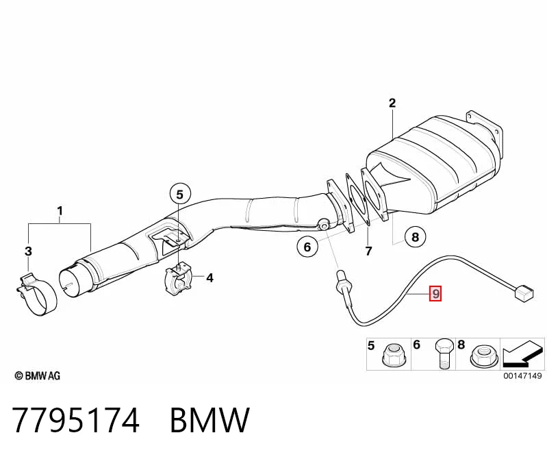 7795174 BMW Датчик температури відпрацьованих газів (ВГ), до каталізатора