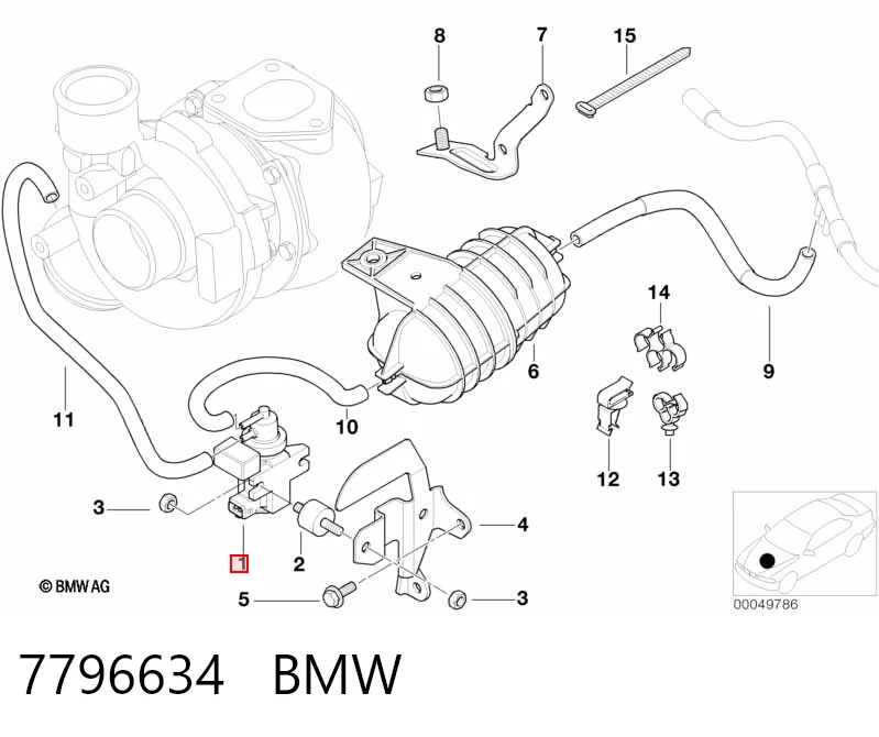 7796634 BMW Клапан перетворювач тиску наддуву (соленоїд)