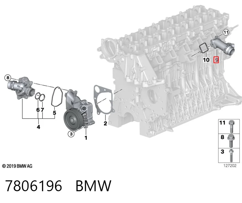 7806196 BMW Водопровідна труба