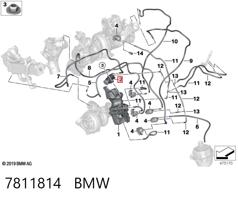 7811814 BMW Клапан перетворювач тиску наддуву (соленоїд)