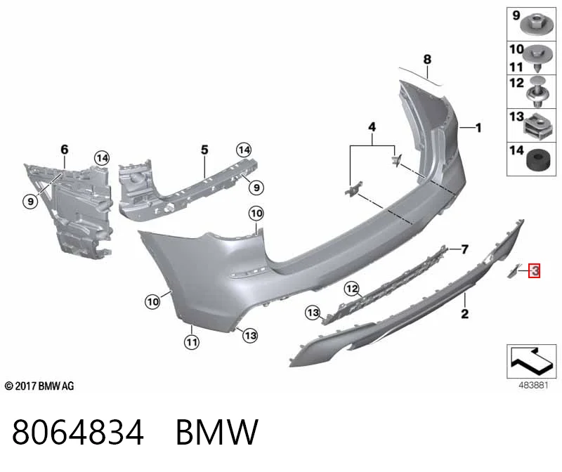 8064834 BMW Заглушка бампера буксирувального гака, передня
