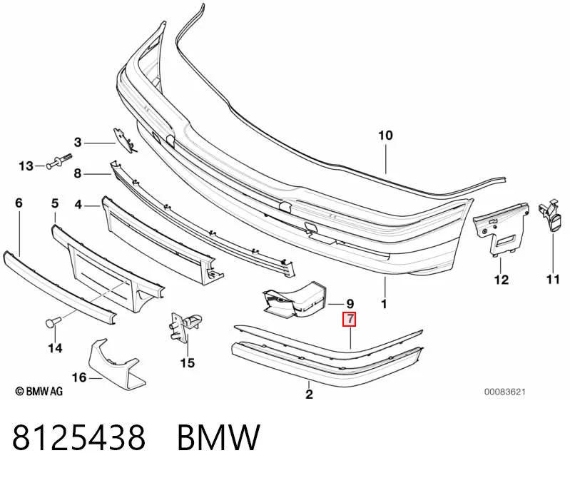 8125438 BMW Накладка бампера переднього, права