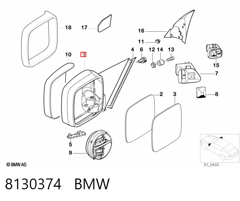 Ліве бічне дзеркало BMW 3 седан (E36) (1990 - 1998) ціна, від 11.29 USD