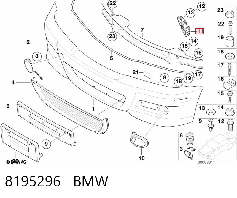 8195296 BMW Кронштейн бампера переднього, правий