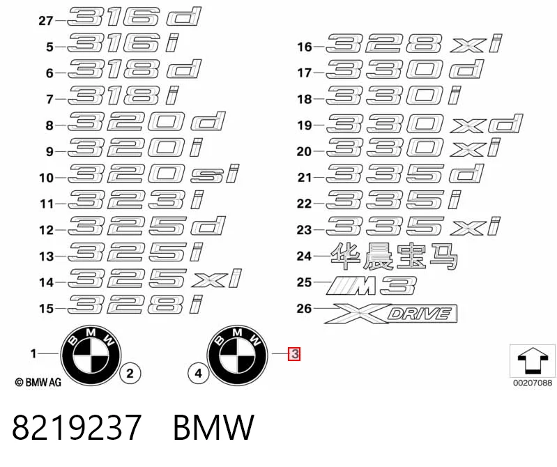 8219237 BMW Емблема кришки багажника, фірмовий значок