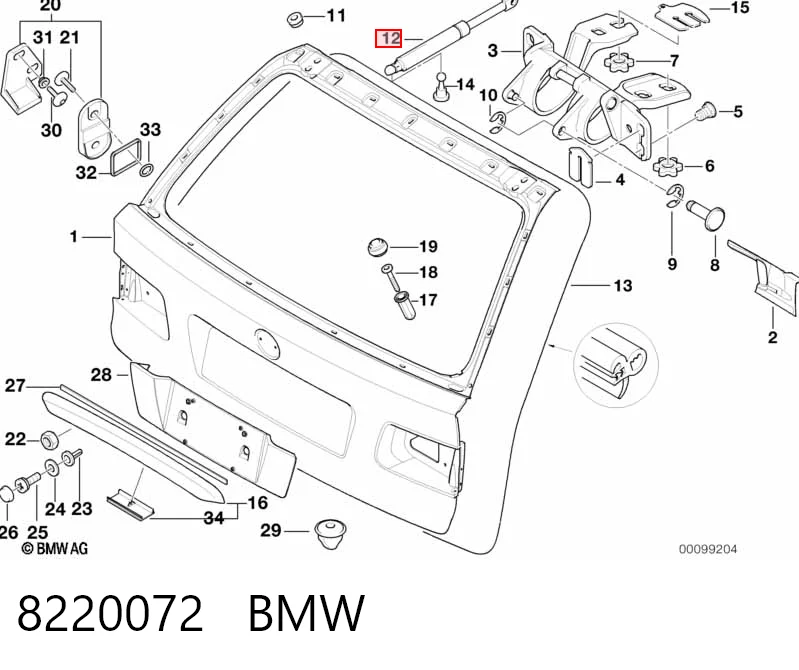 8220072 BMW Амортизатор кришки багажника / двері 3/5-ї задньої