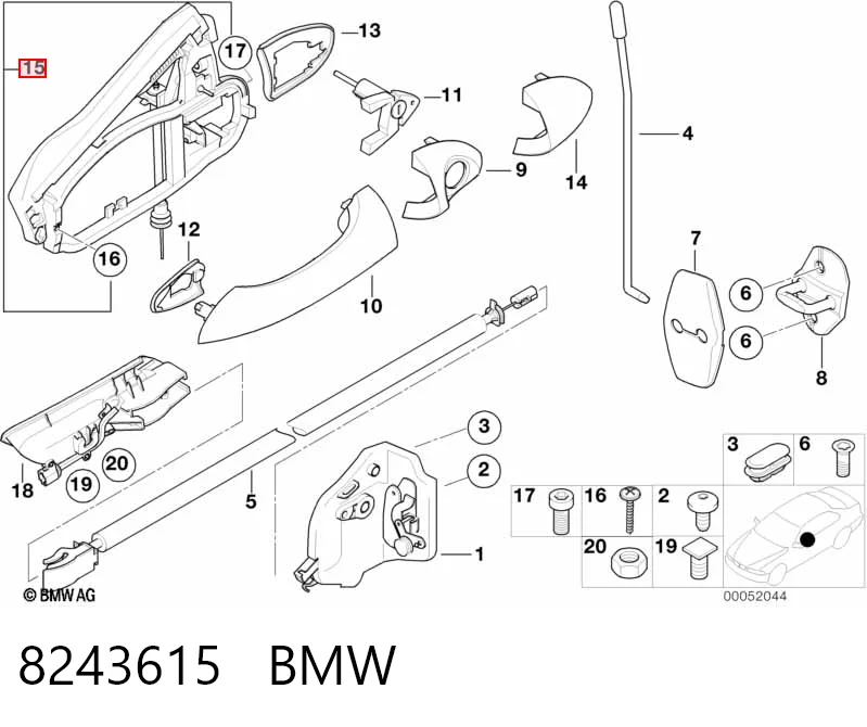 8243615 BMW Тримач зовнішньої ручки дверей, передньої лівої