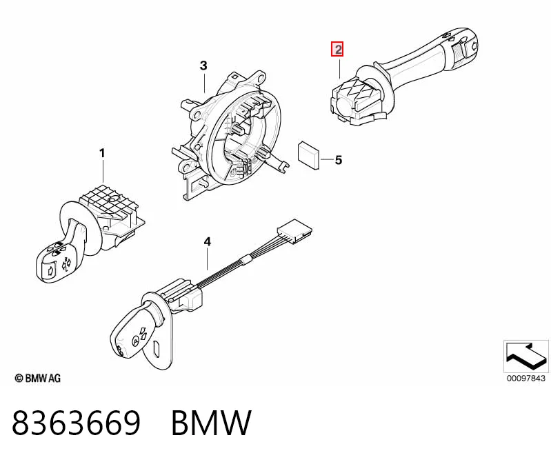 8363669 BMW Перемикач підрульовий, правий